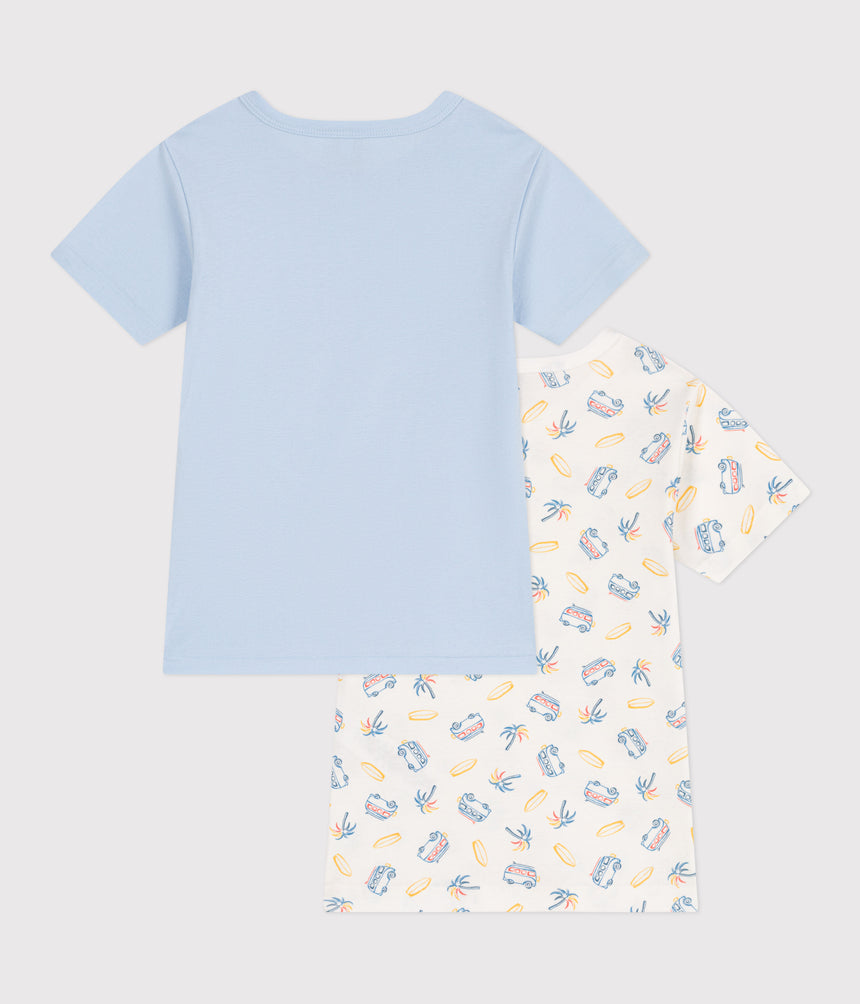 CHILDRENS SHORT-SLEEVED VAN PRINT COTTON T-SHIRT-2-PACK