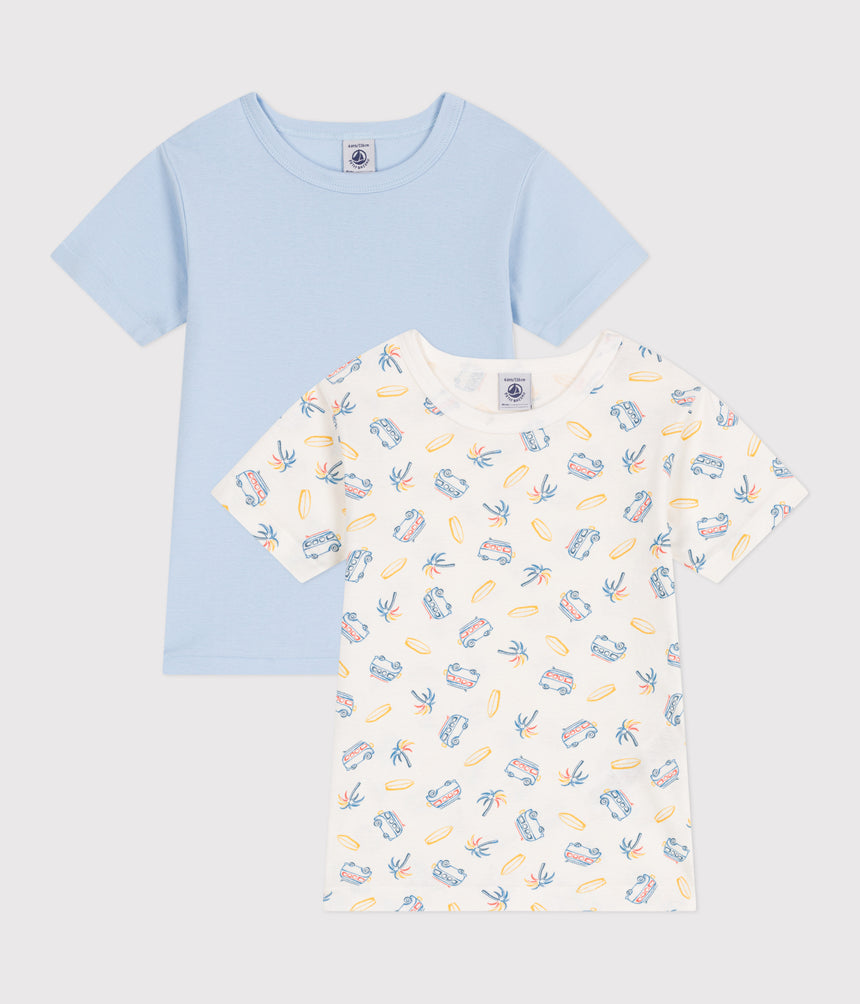 CHILDRENS SHORT-SLEEVED VAN PRINT COTTON T-SHIRT-2-PACK