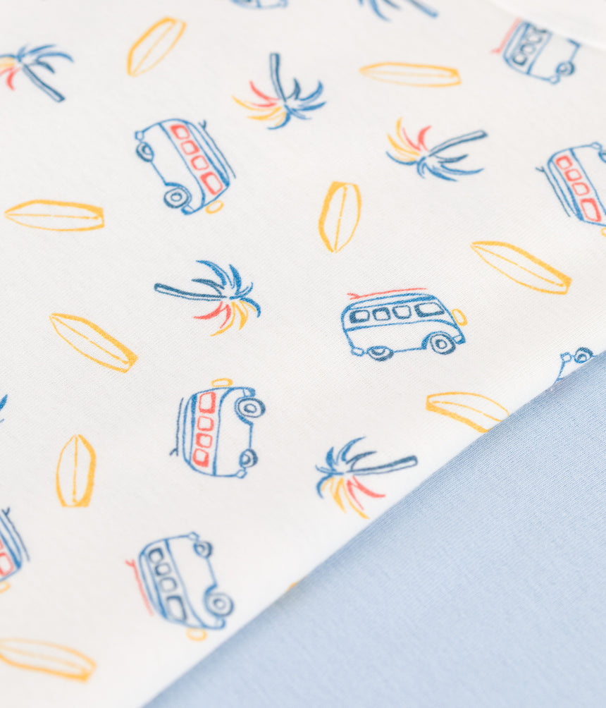 CHILDRENS SHORT-SLEEVED VAN PRINT COTTON T-SHIRT-2-PACK