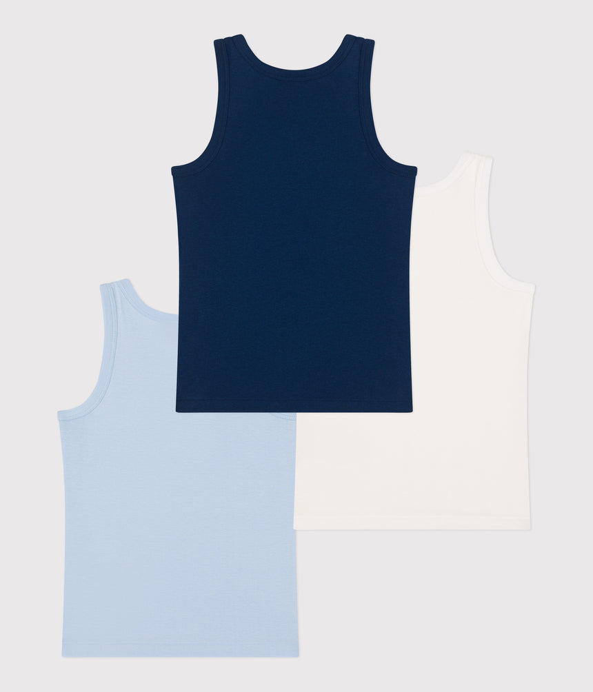 CHILDRENS PLAIN COTTON TANK TOPS-3-PACK