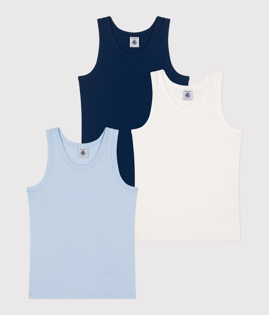 CHILDRENS PLAIN COTTON TANK TOPS-3-PACK