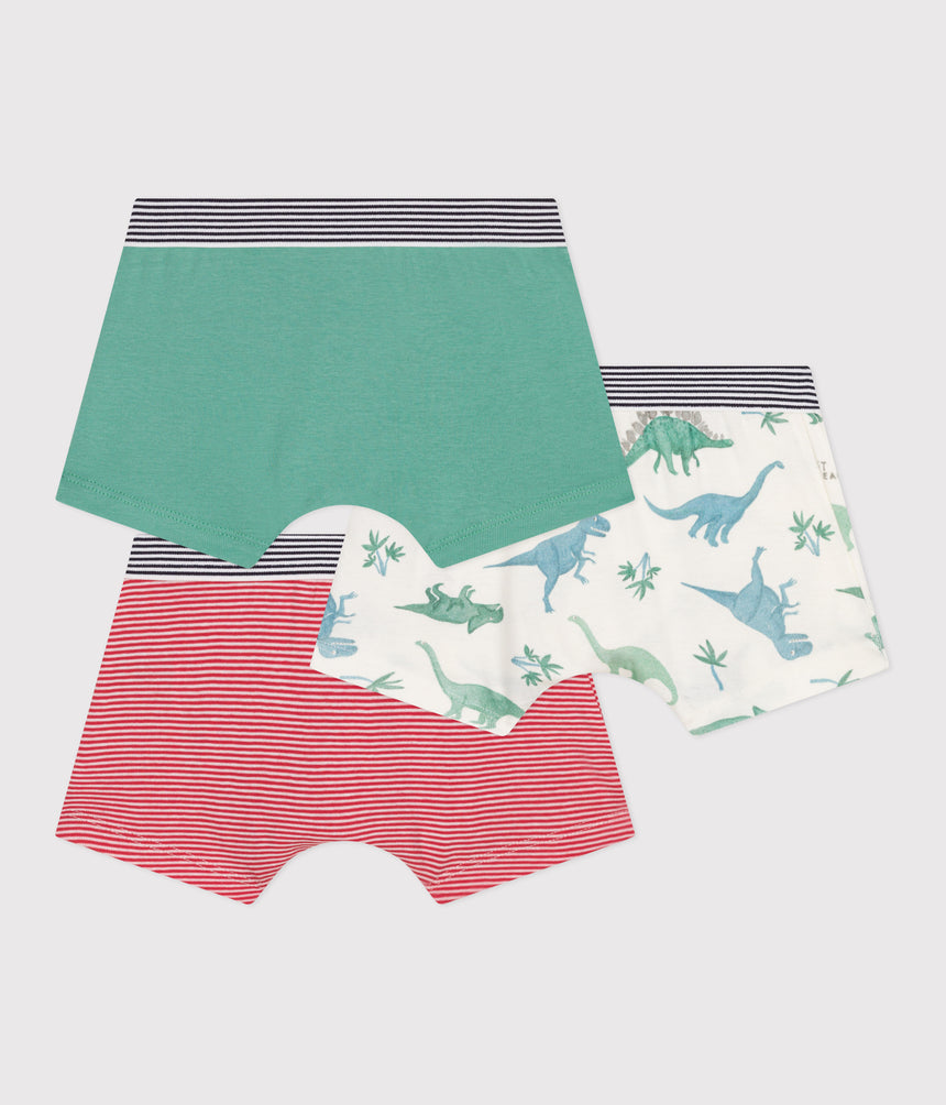 CHILDREN'S DINSOUR PRINT COTTON BOXERS - 3-PACK