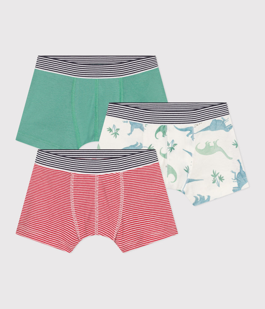 CHILDREN'S DINSOUR PRINT COTTON BOXERS - 3-PACK