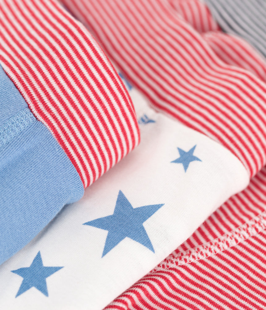 CHILDREN'S STAR PRINT COTTON BOXERS WITH A COVERD WAISTBAND- 3-PACK