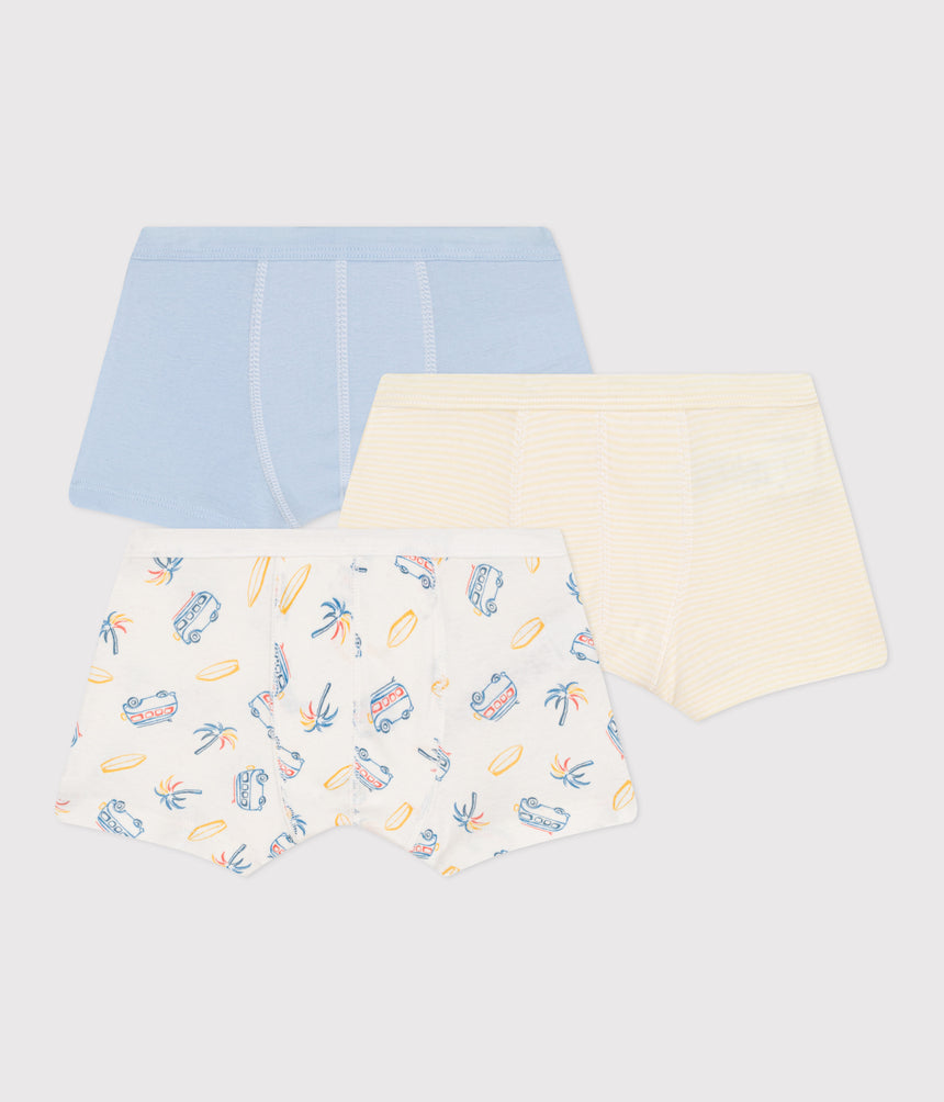 CHILDREN'S VAN PRINT COTTON BOXERS WITH THIN WAISTBANDS- 3-PACK