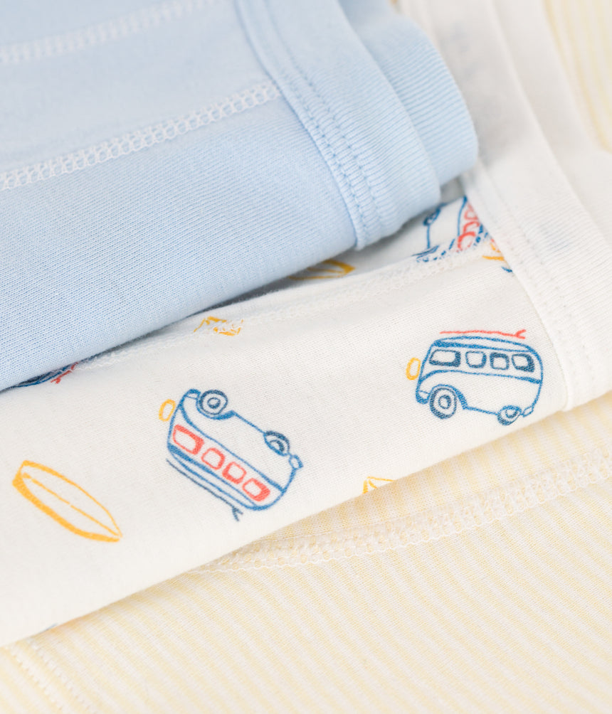 CHILDREN'S VAN PRINT COTTON BOXERS WITH THIN WAISTBANDS- 3-PACK