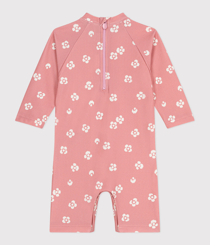 BABIES' ANTI-UV FLORAL PRINT JUMPSUIT