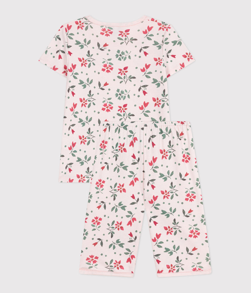 CHILDRENS FLORAL PRINT COTTON CAPRI PYJAMAS