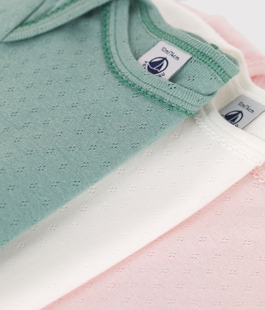 BABIES PLAIN SHORT-SLEEVED COTTON BODYSUIT-3-PACK