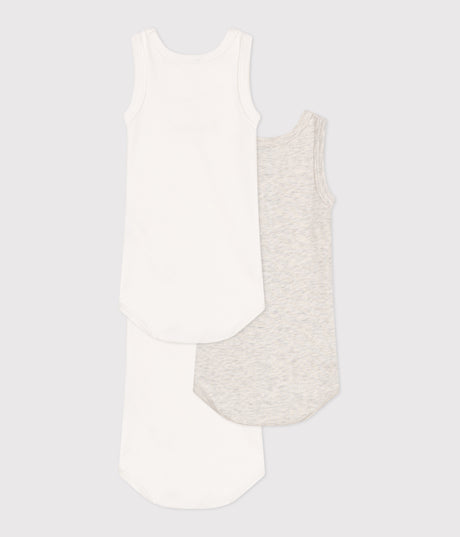 BABIES SLEEVELESS PLAIN COTTON BODYSUITS-3-PACK