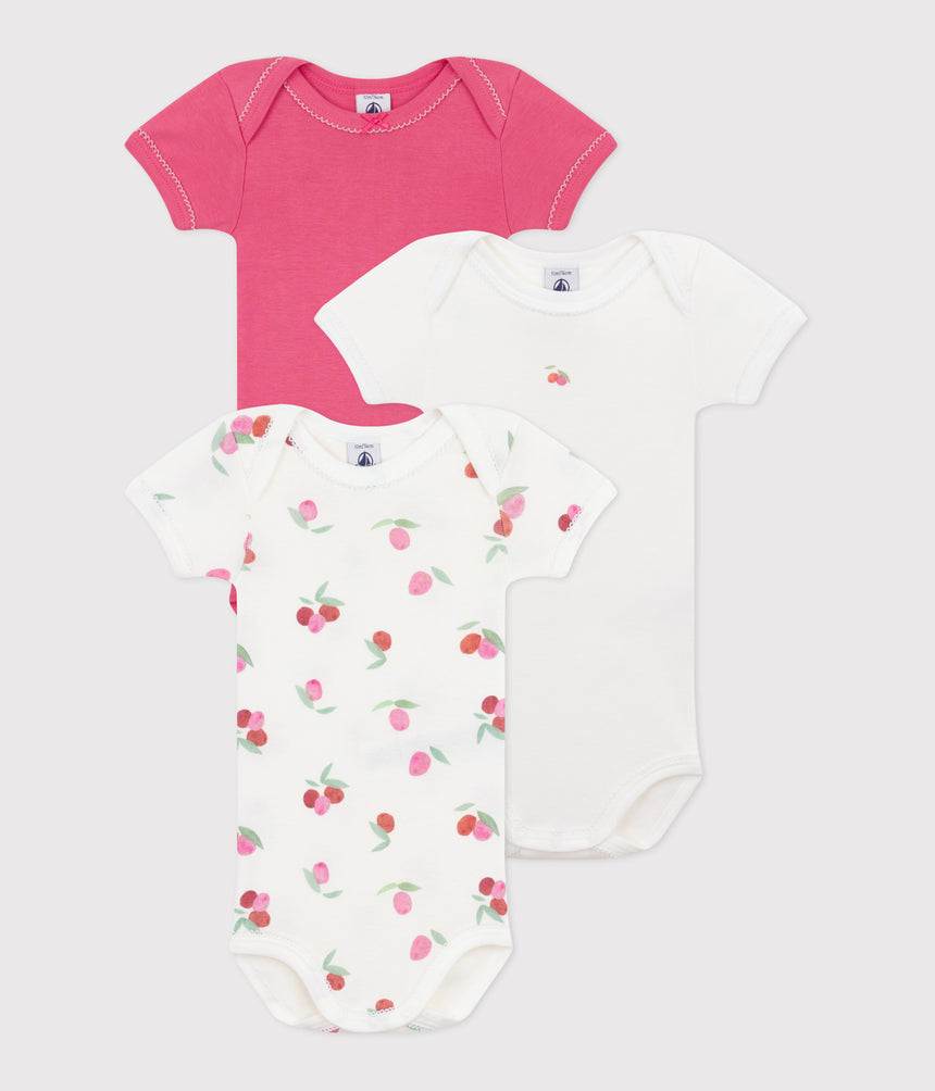 BABIES SHORT SLEEVED FLORAL COTTON BODIES -3- PACK