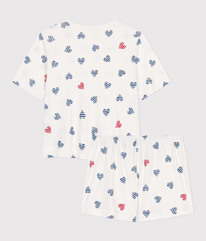 WOMEN'S SHORT HEART PRINT COTTON PYJAMAS