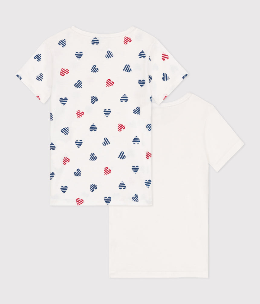 CHILDREN'S SHORT-SLEEVED HEART PATTERN COTTON T-SHIRT -2-PACK