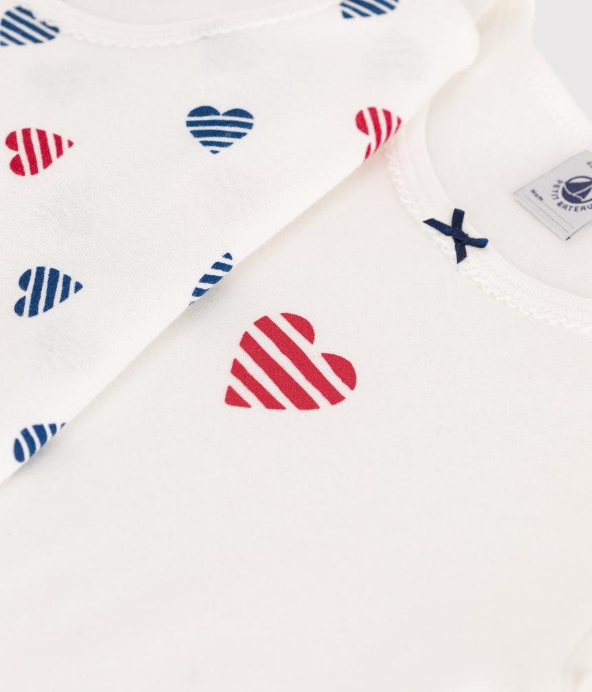 CHILDREN'S SHORT-SLEEVED HEART PATTERN COTTON T-SHIRT -2-PACK