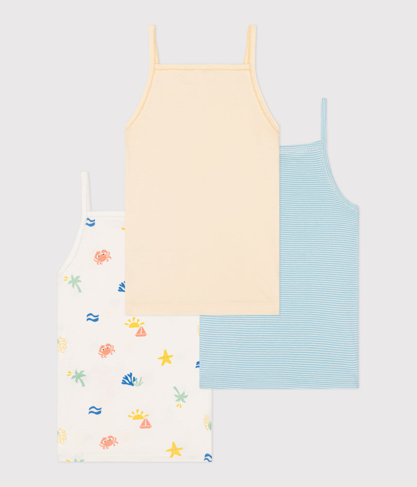 CHILDREN'S PRINTED COTTON TANK TOPS-3-PACK