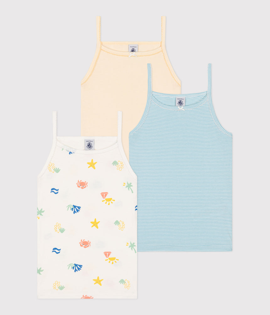 CHILDREN'S PRINTED COTTON TANK TOPS-3-PACK