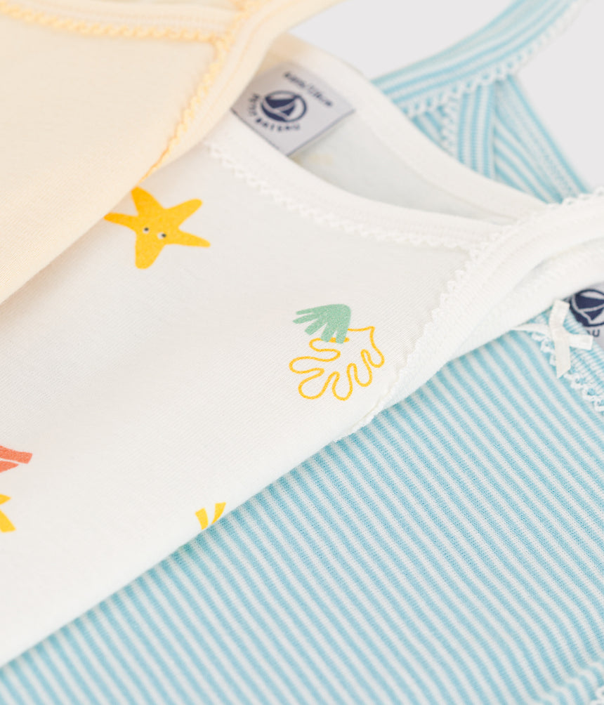 CHILDREN'S PRINTED COTTON TANK TOPS-3-PACK