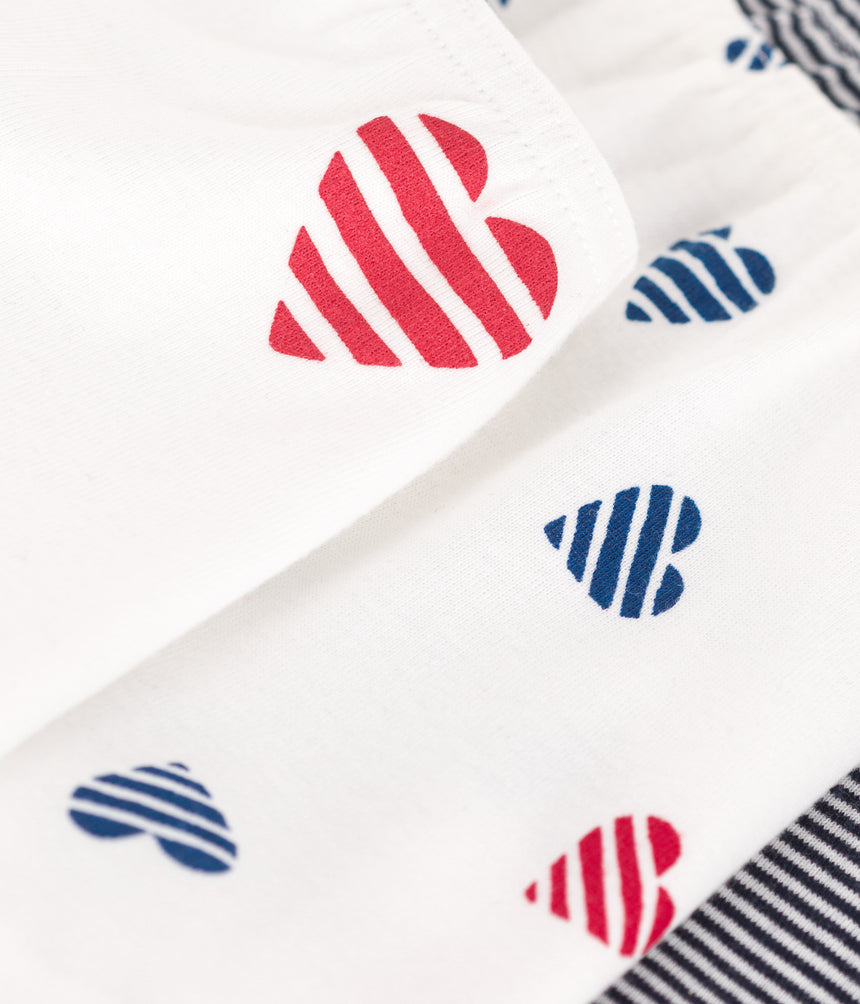 GIRL LONG HEART-PRINT COTTON BOXERS - 3-PACK