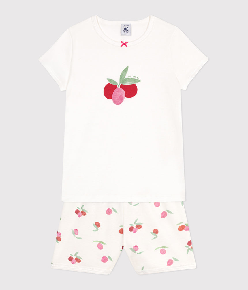 CHILDREN'S SHORT FRUIT PRINT COTTON PYJAMAS