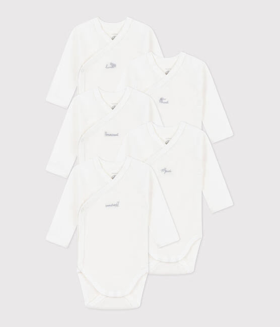 BABIES LONG-SLEEVED WRAPOVER COTTON BODYSUIT-5- PACK
