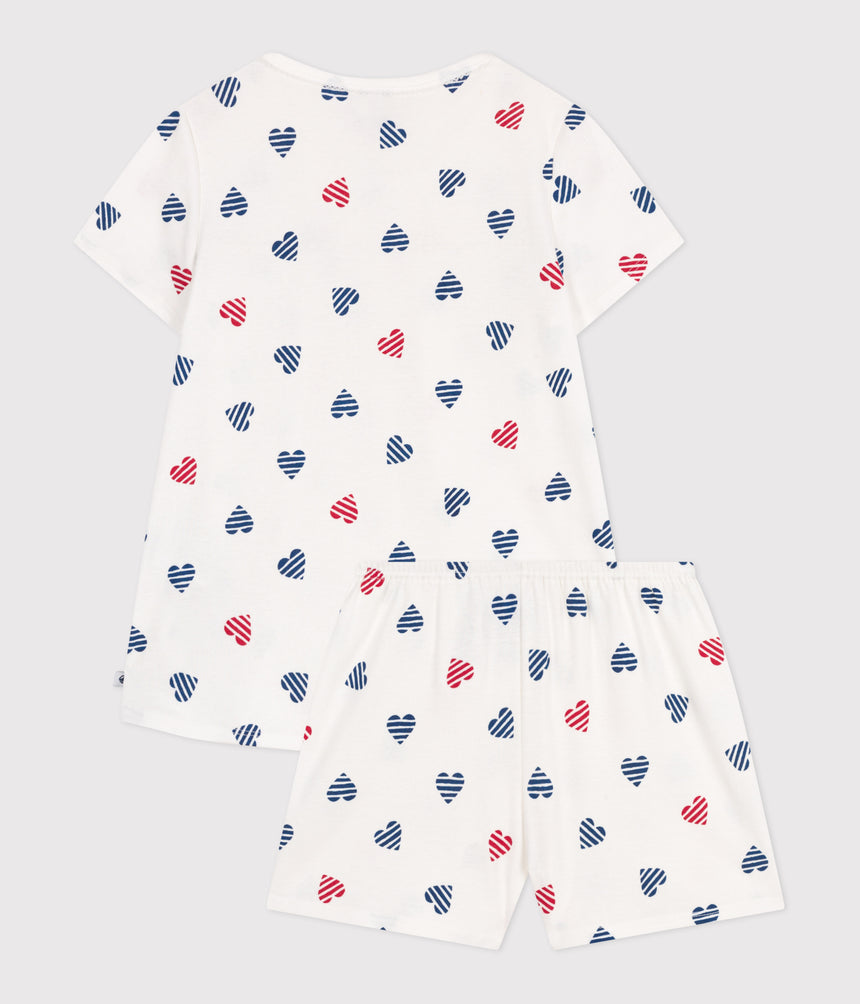 CHILDREN'S SHORT HEART PRINT COTTON PYJAMAS