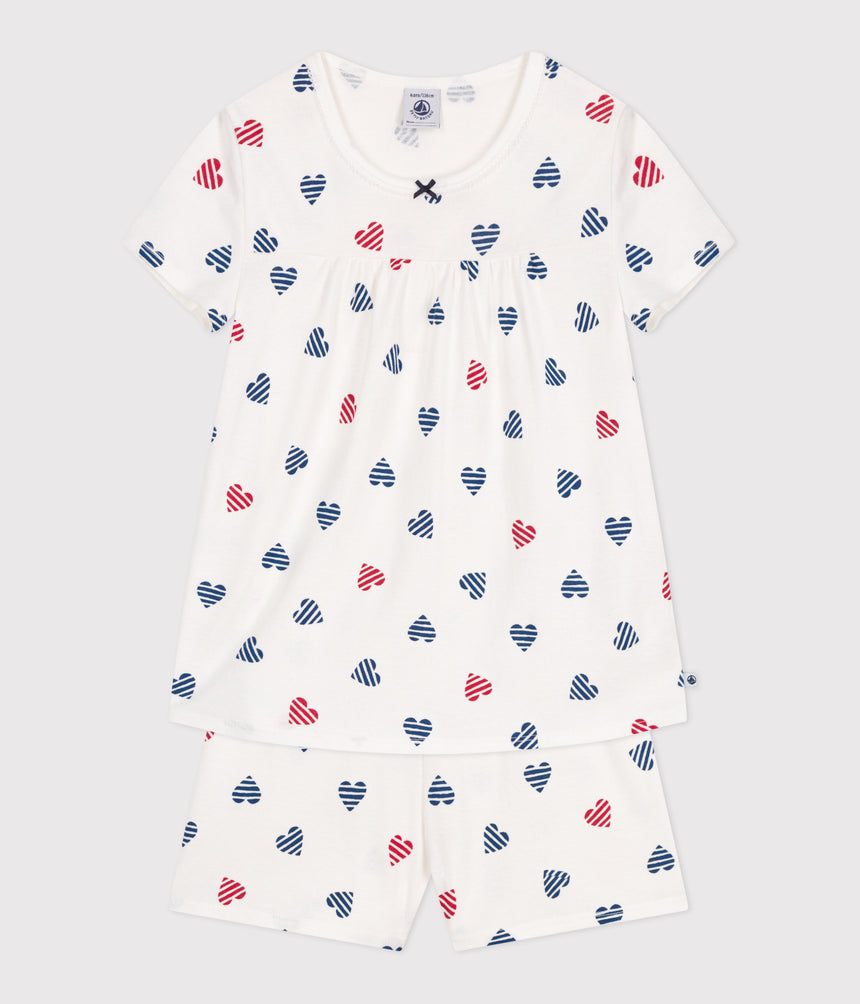 CHILDREN'S SHORT HEART PRINT COTTON PYJAMAS