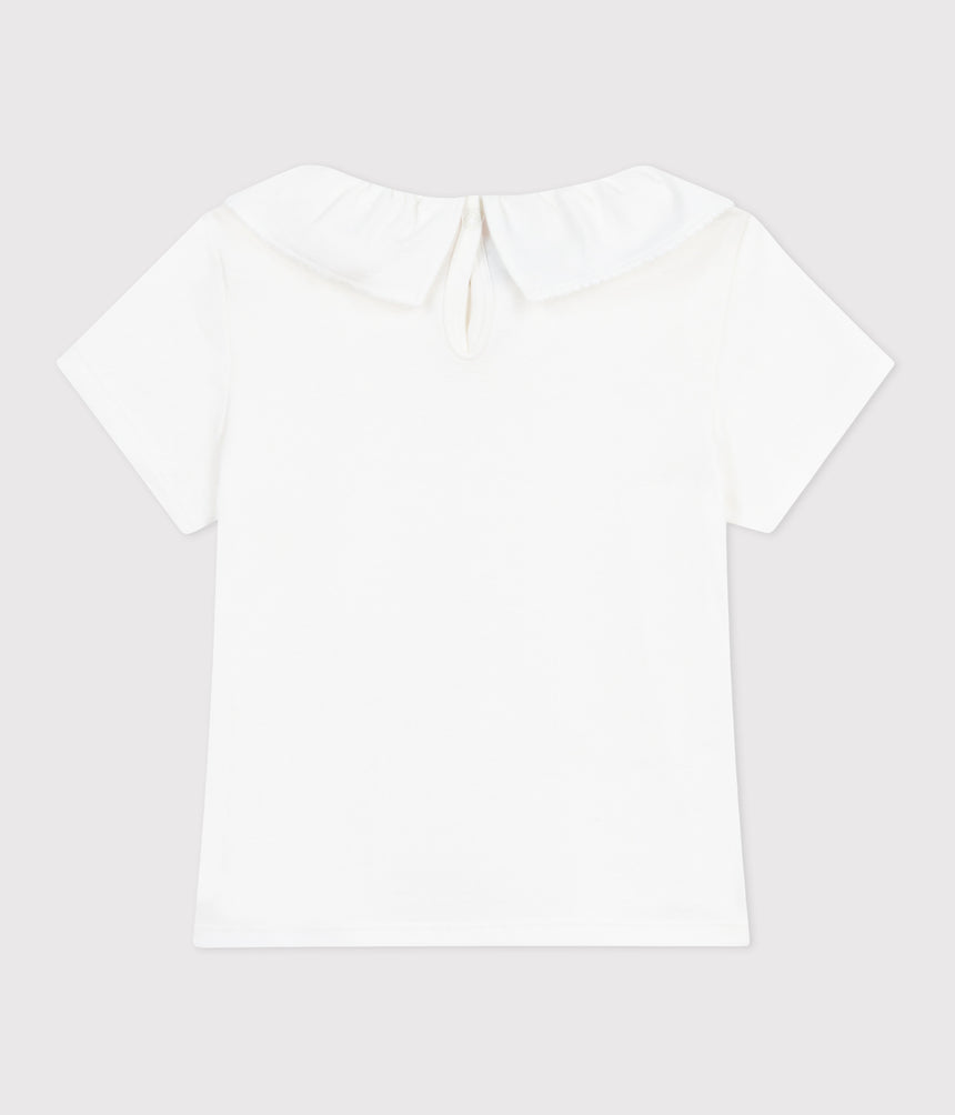 CHILDREN'S PLAIN SHORT-SLEEVED COTTON T-SHIRT WITH A COLLAR