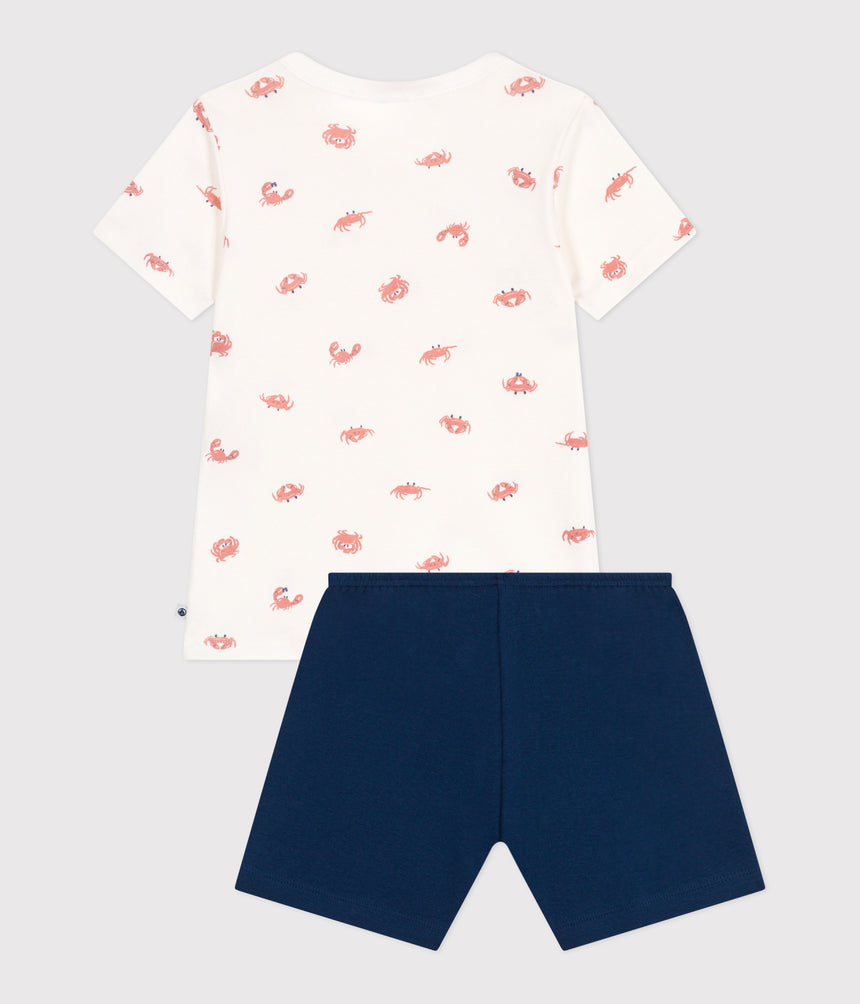 CHILDREN'S SHORT CRAB-PRINT COTTON PYJAMAS