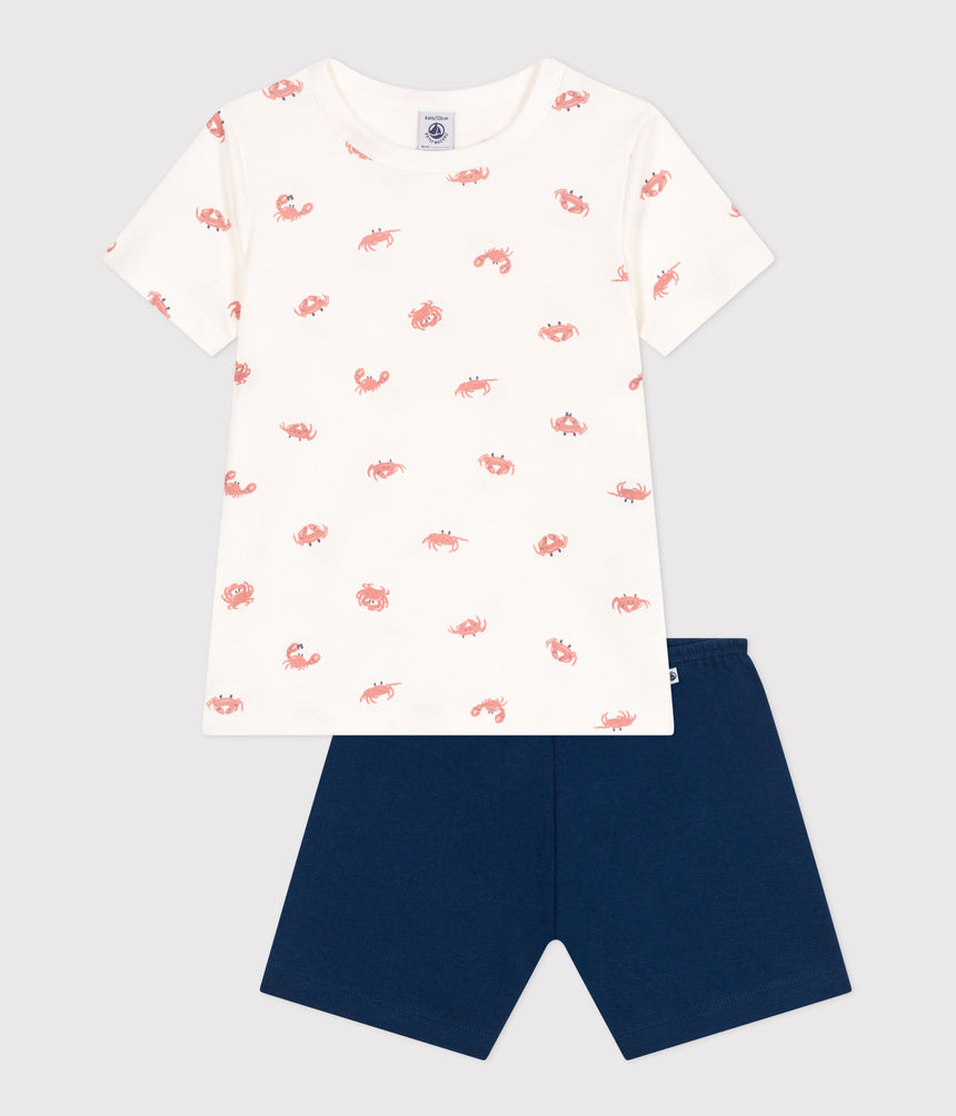 CHILDREN'S SHORT CRAB-PRINT COTTON PYJAMAS
