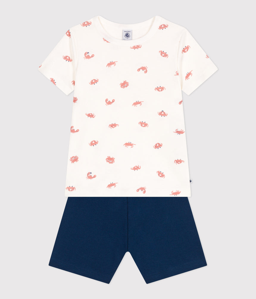 CHILDREN'S SHORT CRAB-PRINT COTTON PYJAMAS
