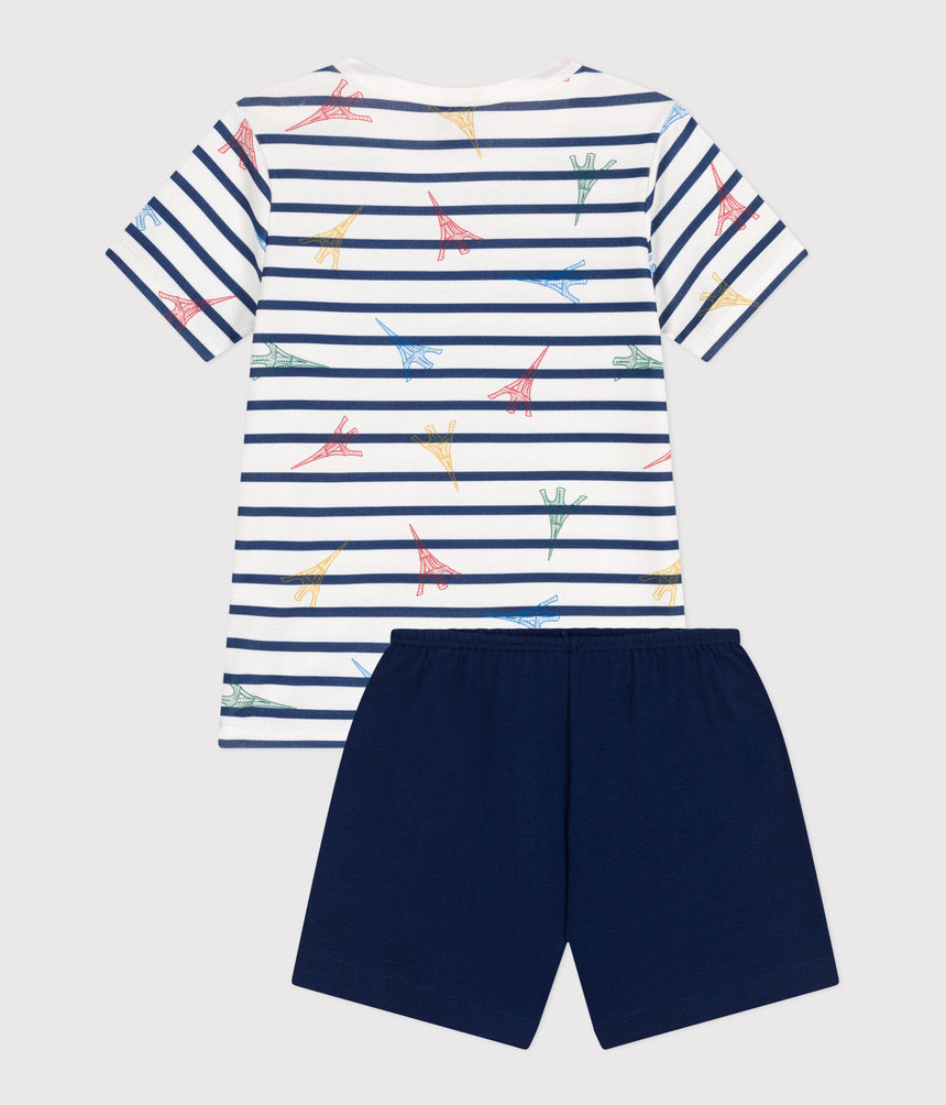 CHILDRENS SHORT PARIS PRINT COTTON PYJAMAS