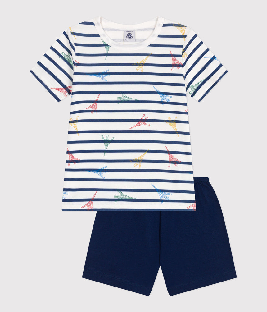 CHILDRENS SHORT PARIS PRINT COTTON PYJAMAS