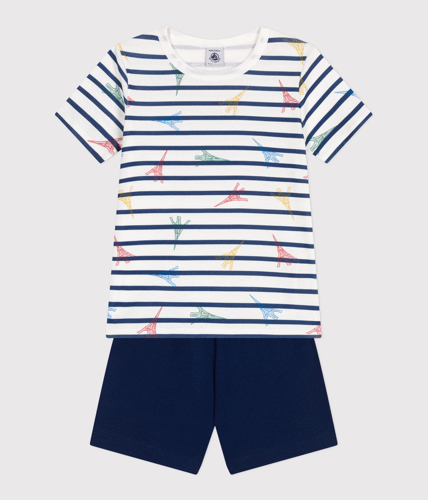 CHILDRENS SHORT PARIS PRINT COTTON PYJAMAS