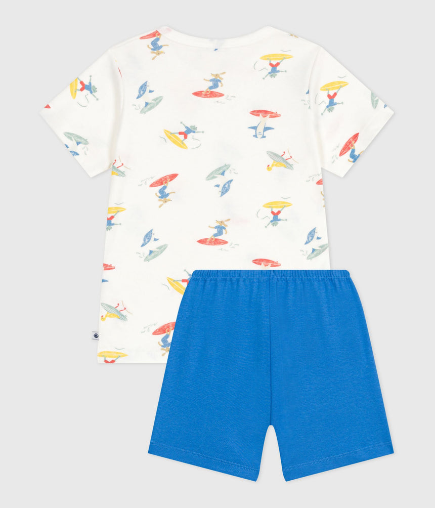 CHILDREN'S SHORT SURFER PRINT COTTON PYJAMAS