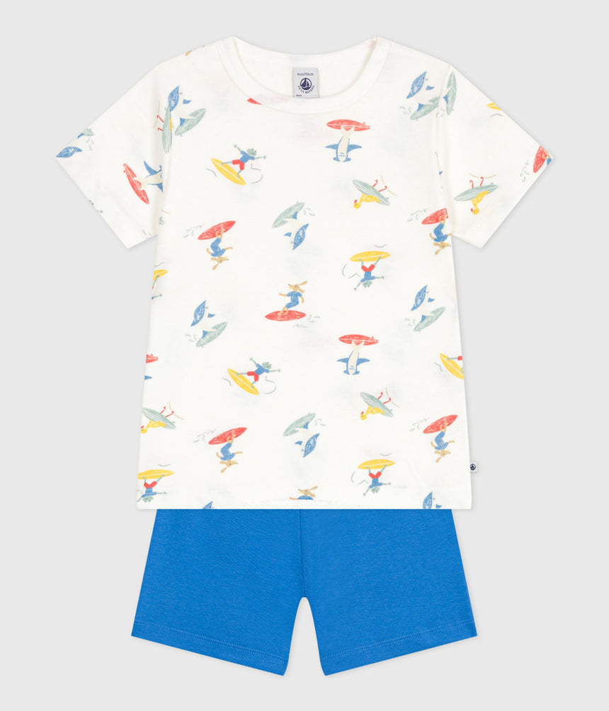 CHILDREN'S SHORT SURFER PRINT COTTON PYJAMAS