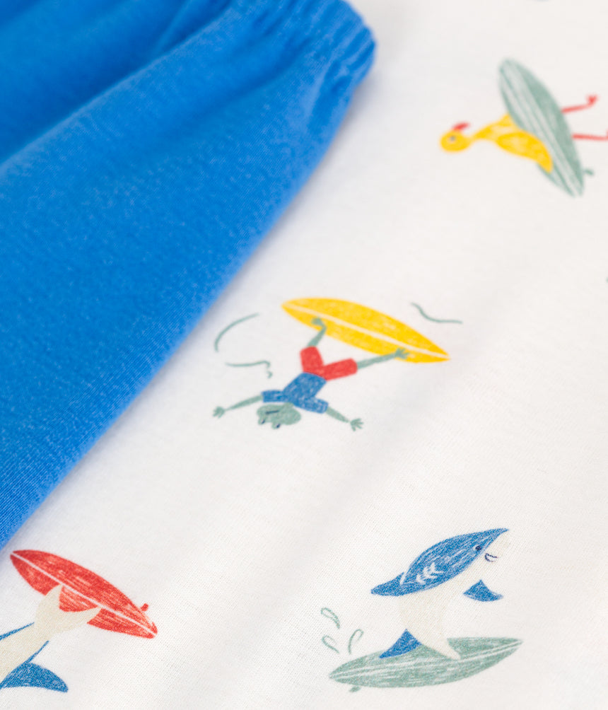 CHILDREN'S SHORT SURFER PRINT COTTON PYJAMAS
