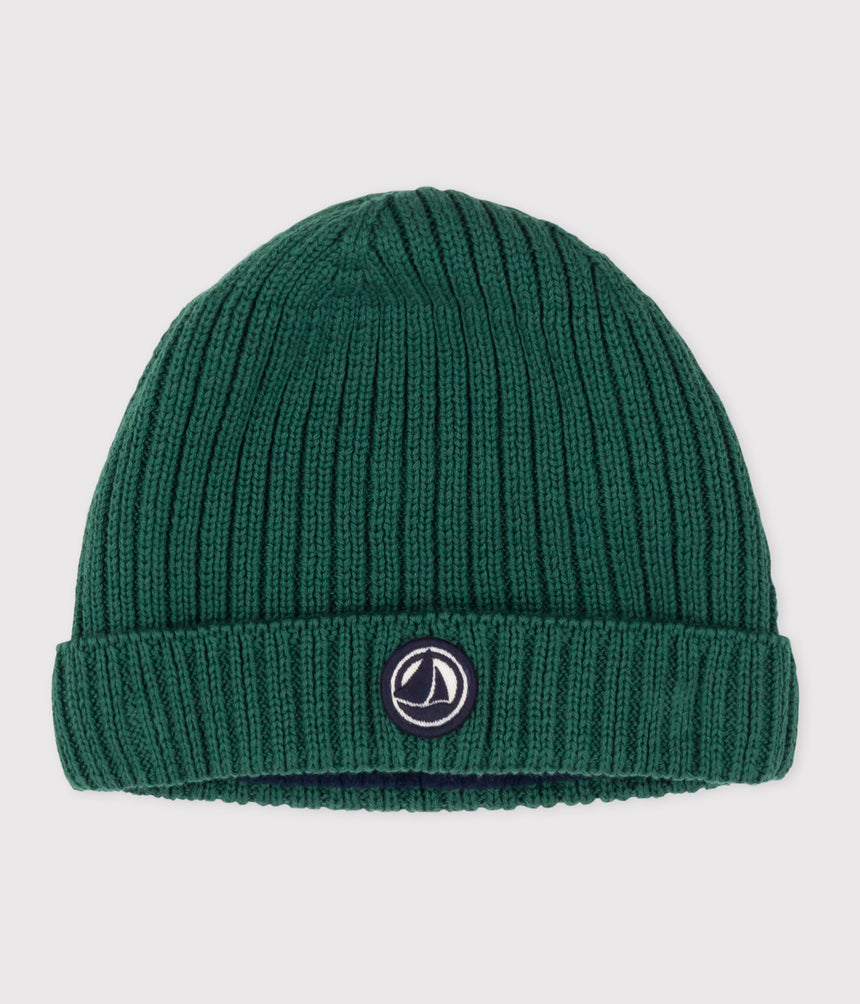 BABIES' KNITTED BEANIE WITH A FLEECE LINING