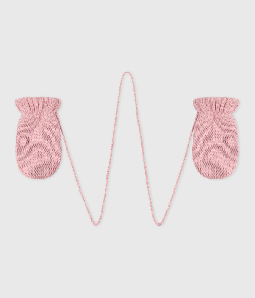 BABIES' KNITTED MITTENS LINED IN POLAR FLEECE