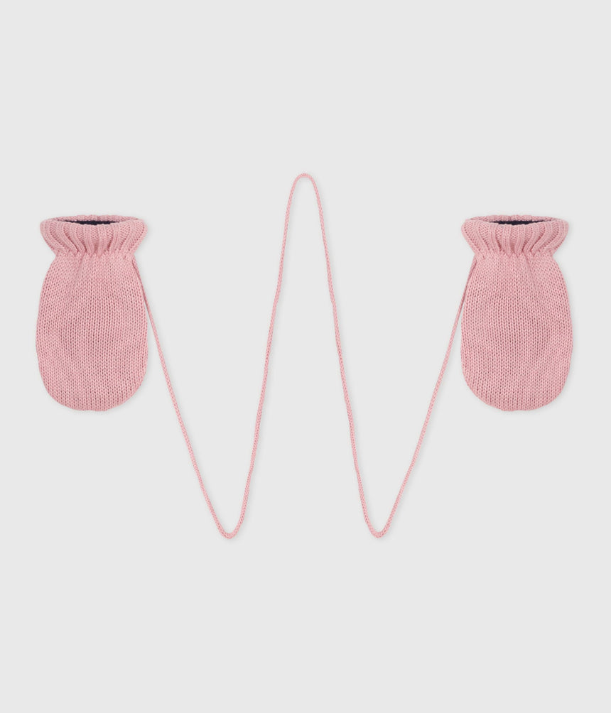 BABIES' KNITTED MITTENS LINED IN POLAR FLEECE