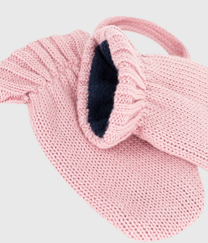 BABIES' KNITTED MITTENS LINED IN POLAR FLEECE