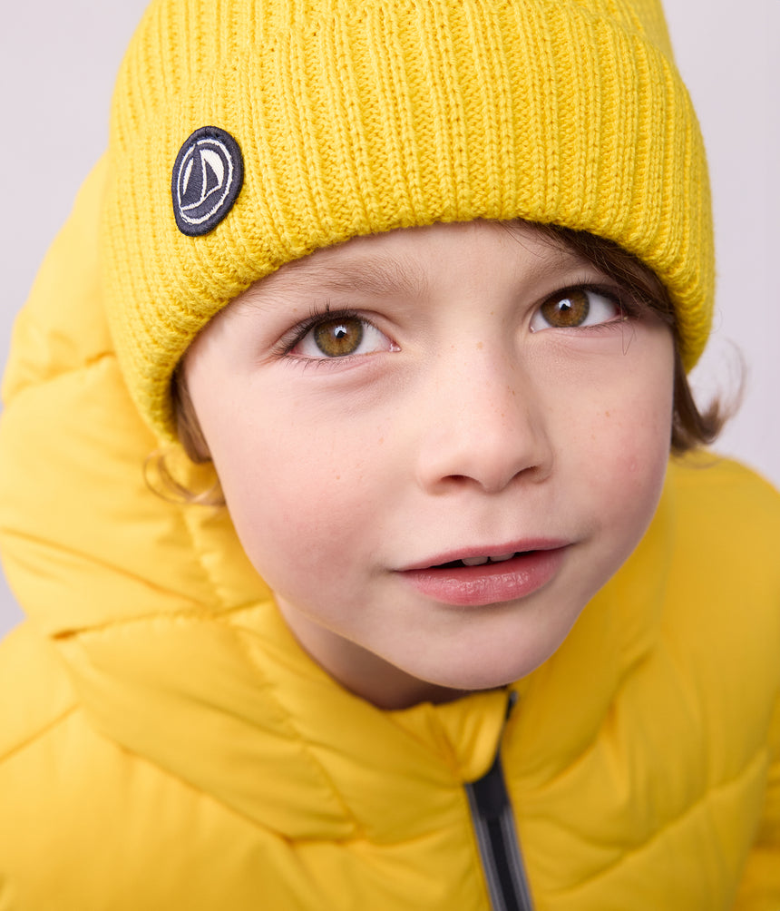 CHILDREN'S KNITTED BEANIE HAT LINED IN POLAR FLEECE