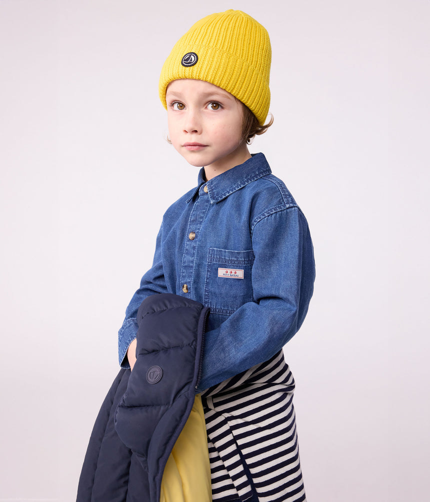 CHILDREN'S KNITTED BEANIE HAT LINED IN POLAR FLEECE