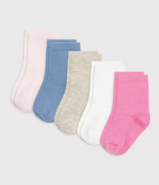 BABIES PLAIN COTTON SOCKS -5-PACK