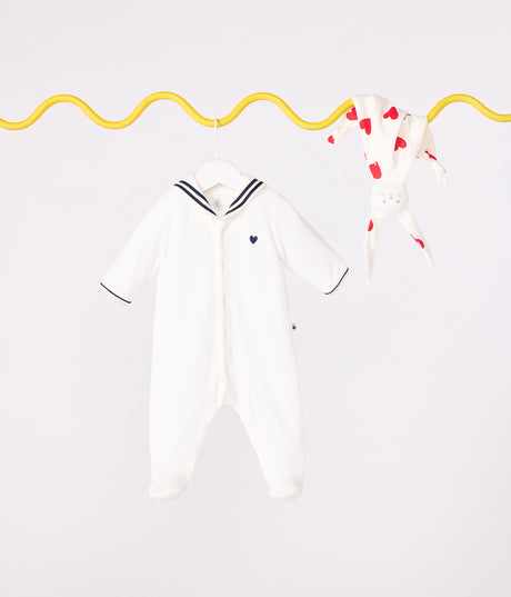 BABIES VELOUR PYJAMA SUIT WITH A SAILOR COLLAR