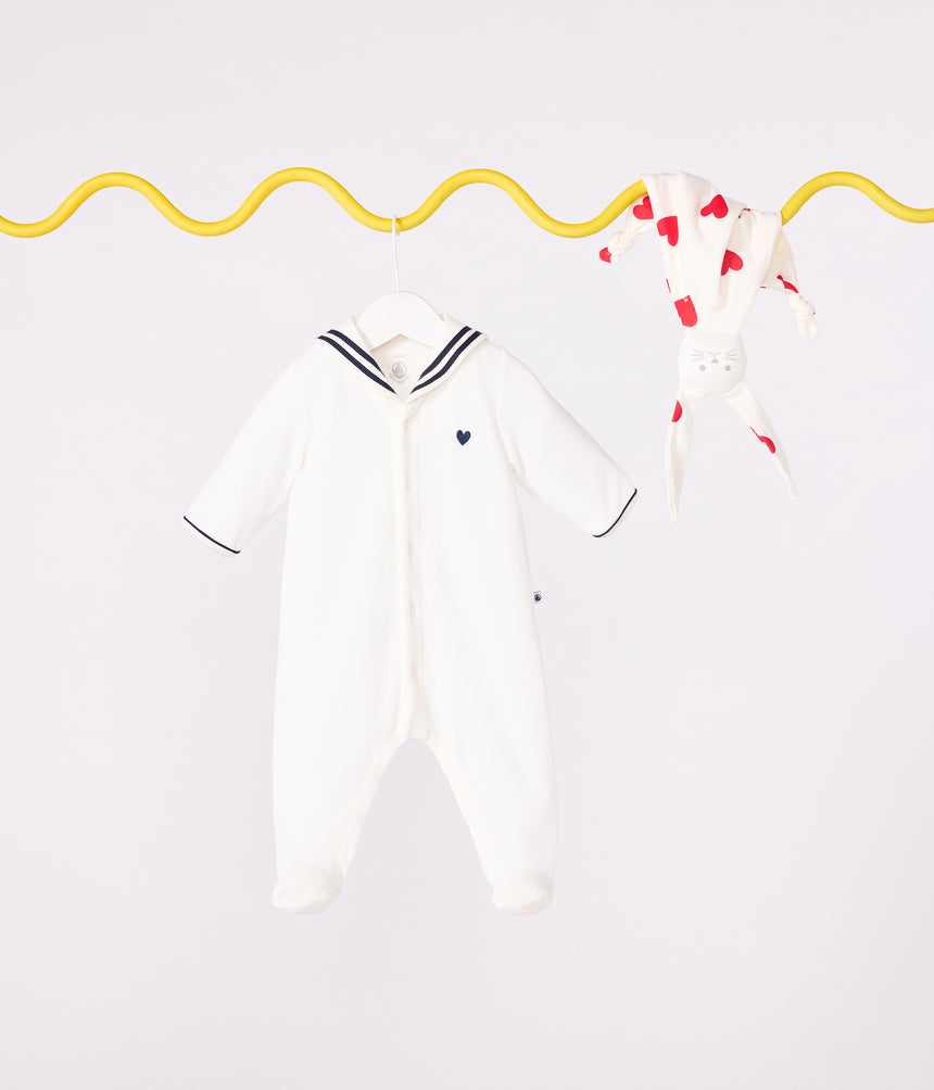 BABIES VELOUR PYJAMA SUIT WITH A SAILOR COLLAR