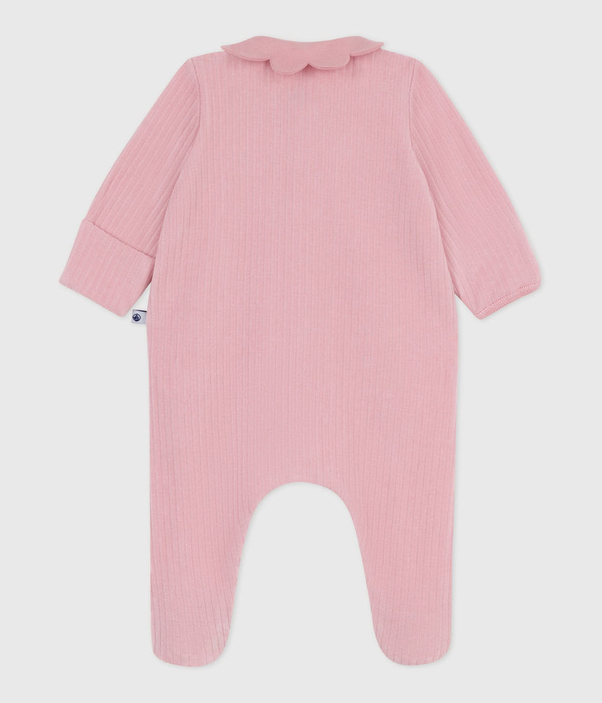 BABIES PLAIN VELOUR PYJAMA SUIT WITH A COLLAR