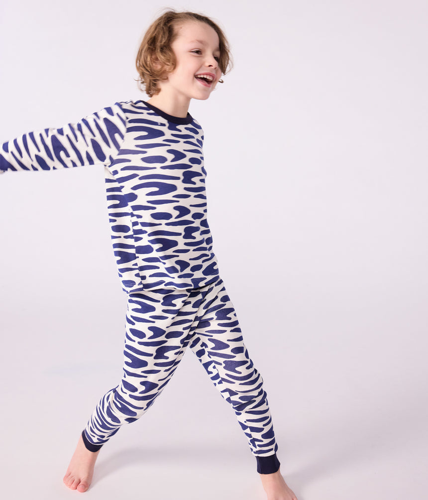 CHILDREN'S ZEBRA PRINT COTTON FANCY DRESS PYJAMAS