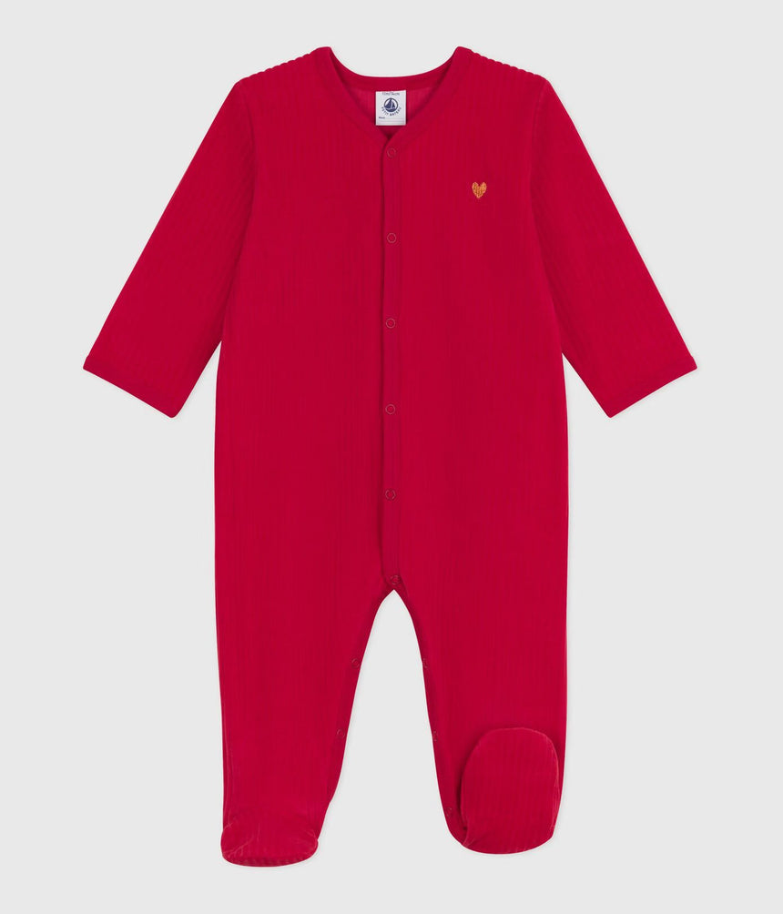 BABIES' PLAIN VELOUR PYJAMA SUIT