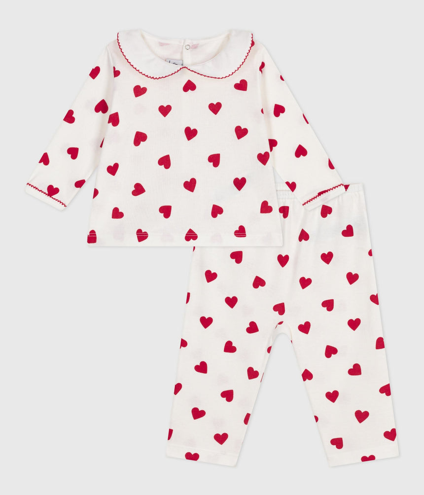 BABIES TWO-PIECE PYJAMAS PRINTED WITH HEARTS