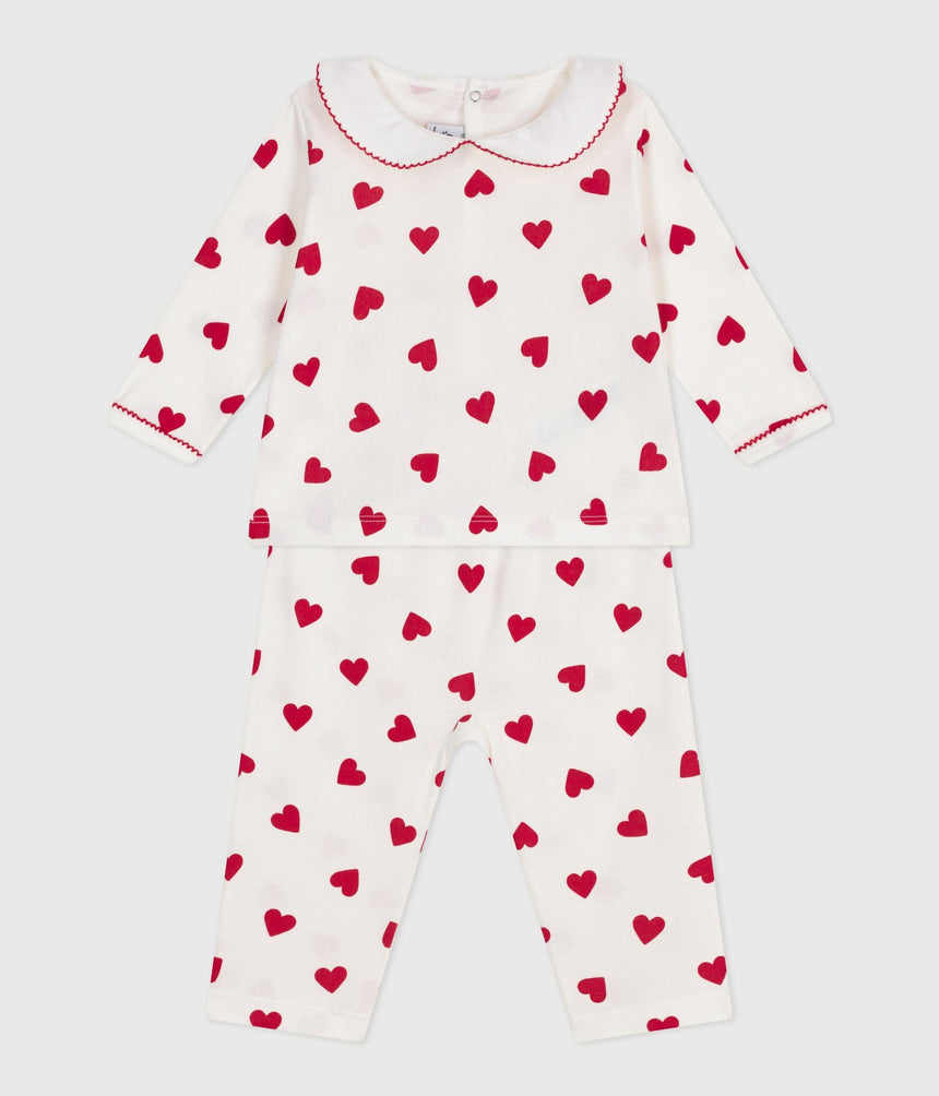 BABIES TWO-PIECE PYJAMAS PRINTED WITH HEARTS